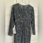 Mac Duggal  | 5124 Beaded‎ Long Sleeve  Evening Gown Charcoal Sequin Size 4 NWT Photo 8
