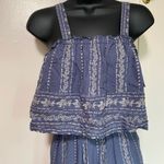 Japna Blue Strapless Jumpsuit with Patterned Details Photo 2