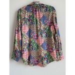 Paparazzi Mesh Print Rouched Button Up Front Patchwork Blouse Top Womens Size M Photo 8