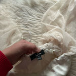 LULU’S Gracefully Modern Ivory Satin Mesh Long Sleeve Bustier Jumpsuit White Photo 6