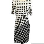 Anne Klein | Cream Black Geometric Career Wear Rouched Short Sleeve Dress Sz 6 Photo 0