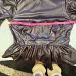 Long sleeve pleather thin material top Size XL Brown Photo 9