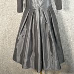 Adrianna Papell Black Fit & Flare Dress 4 Taffeta Midi Bow Waist Rhinestone Photo 7