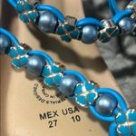 Vittorio D’ Firenze Blue and Tan Beaded Sandals with Ankle Strap made in Italy Size 10 Photo 6