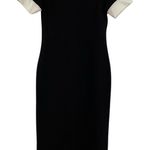 Vintage Zoet Black & White Contrast Trim Bodycon Midi Dress Womens 6 Academia Photo 0