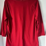 Ralph Lauren Lauren  L Spilt V Neck Stich 3/4 Sleeve Blouse Red Casual Tailored Photo 2