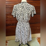 Slate + Willow  Ivory and Black Animal Cheetah Print Faux Wrap Dress Size S Photo 7