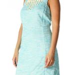 Trina Turk DRESSES size 8 casual blue shift dress lined beaded front v-neck back Photo 3