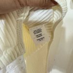 NWT Madewell Ivory White Ribbed Lace Up Quarter Sleeve Bodysuit Photo 3