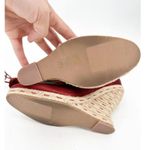 Tory Burch Red Pom Pom Lace Up Satin Wedges Espadrille Size 7 Photo 3