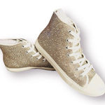 Band of Gypsies BAND OF THE FREE Bonnie Lace Up Rhinestone High Top Sneakers Natural White 8 NIB Photo 0