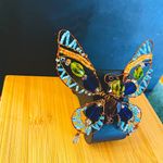 Handmade Copper Wire Wrapped Butterfly Pin Multi Color Beaded Statement Brooch Blue Photo 9
