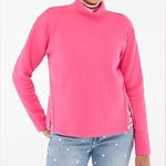 J.Crew  Quilted Sweatshirt Mockneck Hot Pink Herringbone Gold Button XXS NWT Photo 0