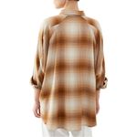 BDG Women’s Oversized Brown Plaid Button-Up Shirt – Casual Fall Layering Flannel Photo 1