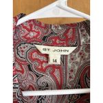 St. John Silk Ruffle Front Red Black Blouse/Top/Shirt 14 Photo 3