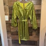 Anthropologie  Chartreuse Lisabette Sequin Wrap Mini Dress, NWT Photo 2