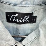 Thrill Patriotic Motorcycle Tunic Dress Ripped Off Sleeves Fringe Stars Stripes Blue Size XL Photo 4