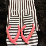 Henri Bendel  stripes pink flip flops shoes 9.5 Photo 0