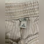 L.L.Bean Women’s Tan White Striped Premium Linen Pull-On Pants - Size 12/Large Photo 3