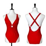 Cupshe New Swimsuit Cherry Red One Piece Criss Cross Circle Women’s Size Medium Photo 11