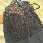 Lulus Navy Blue Sleeveless Lace Onlay Maxi Gown Dress Size L Blue Size L Photo 2