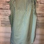 Green polka dot tank top size large crunched shoulders green and white s… Photo 5