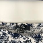 Lulus  Navy Blue & White Tropical Print Smocked Off Shoulder Crop Top Size Medium Photo 3