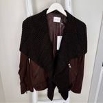 Lush Clothing Lush Women’s Draped Faux Suede and Sweater Brown Open Front Moto Jacket Sz L Photo 12