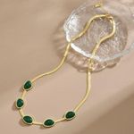 Elegant Luxury Faux Emerald Necklace for Women Gold Photo 2