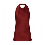 Vince . Draped Satin Halter Blouse, Red, Medium Photo 6