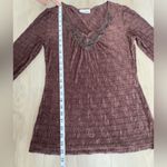 Carol Rose Brown Crinkle Long Sleeve Top Photo 4