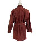 Henri Bendel Vintage Suede Coat Red Leather Belted Double Breasted Cherry Photo 14