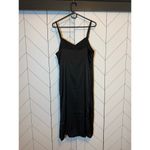 Melrose and Market Women’s Large Black Satin Spaghetti Strap. Midi Dress Party Photo 2