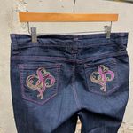 Southpole Vintage Y2K Low Rise Embellished Embroidered Purple Stitch Jeans 16 Photo 1