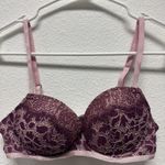 Victoria's Secret  34B Pink Dream Angel Lined Demi Lace Fringe Lingerie Bra Maroon Photo 0