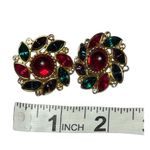 Bright and Bold Multicolored Rhinestone Post Back Stud Earrings Gold Photo 2