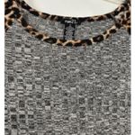 Cheetah Raglan Sleeve Heather Gray Ribbed Knit Top Women’s M Soft Texture Urban Size M Photo 5