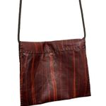 Handmade Purse Brown Crossbody Crochet Appliqué Thin Strap Boho Snap Flower Photo 3