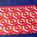 Clinique Jonathan Adler Cosmetic Makeup Bag Pink Orange White Graphic. Photo 0