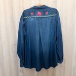 Westbound  Woman Denim Embroidered Shirt Size 3X Blue Floral Cotton Boho Western Photo 4