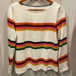 Talbots Cute creamy stripe heavyweight long sleeve top cotton multicolored rainbow Photo 0