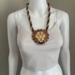 Vintage Lee Sands Lion Statement Beaded Necklace With Earrings Black Photo 5