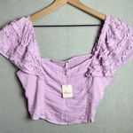 Free People Women’s Thank You Very Sweetly Crop Top in Blush Lilac size L New Photo 0
