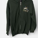 Obey Watering Can 3 Cherub Forest Green Zip Hoodie from Photo 5