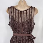 Sandra Darren Y2K Forest Fairy Dress Womens 12 Brown Paisley Ribbon Belt Lined Photo 6