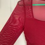 Burgundy Mesh Sleeve Bodycon Dress Size L Photo 6