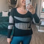 Lovestitch Black and Grey Mohair and Wool Abstract Striped Pullover Sweater S Photo 1