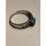 Genuine Turquoise Sterling Silver Ring (W.H. 925) – Filigree Scroll Band – Size Photo 7