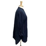 MUJI 100% Hemp Oversized Mandarin Collar Button Front Tunic Top Blue size Medium Photo 2