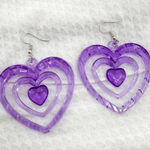 Y2K Big Heart Earrings, Bling Heart Kawaii, Y2K Fashion, Heart 2000's Purple Photo 0